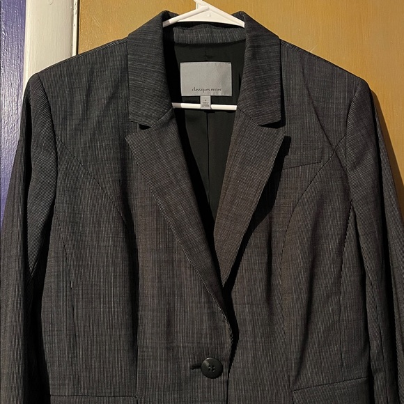 Classiques Entier Charcoal Wool Striped Blazer - Picture 5 of 9